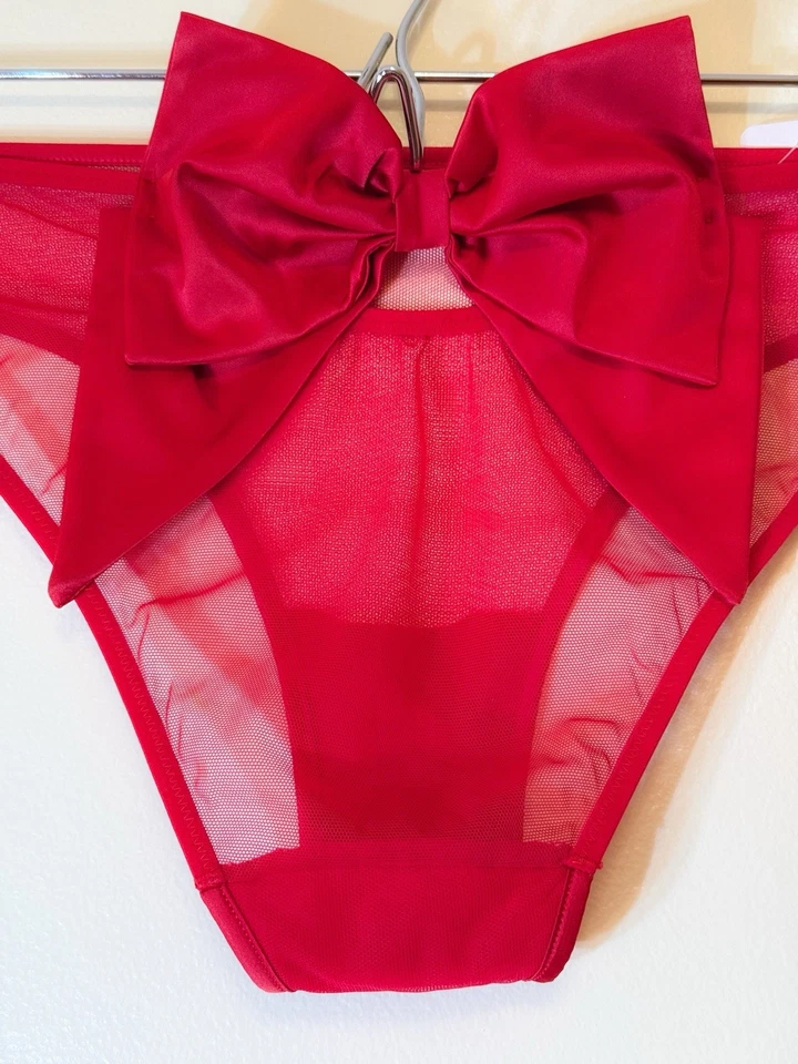 Pequeñas ❤️ Bragas Sexy Victoria Secret Lazo Rojo Mujer Malla Foto 2 de 4