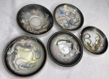 Japanese Vintage Porcelain Hand Painted Dragon Ware Saucer Moriage,. 5 4 3/4”
