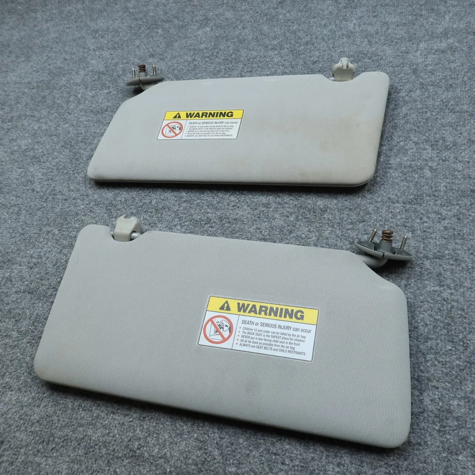 03-06 Honda Element Driver & Passenger Side Sun Visor Pair Set Gray Cloth - Image 3 of 4