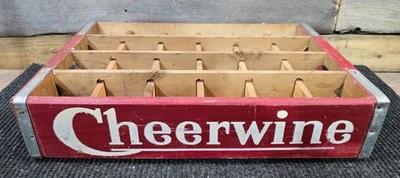Original VINTAGE CHEERWINE 24 BOTTLE Wood Crate Salisbury NC North Carolina - Image 1 of 4