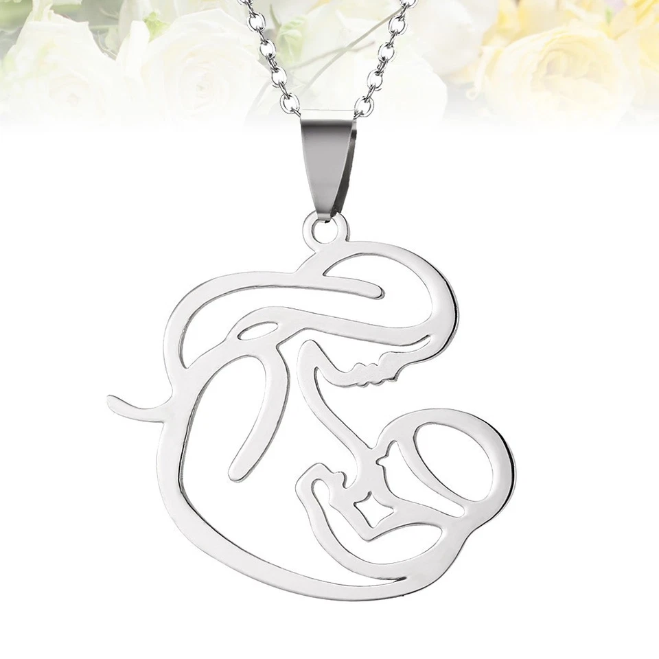  Collana in lega d'argento Embrace Baby Pendant Creative Hollow Out Collana - Immagine 4 di 4