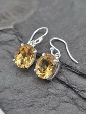 925 Sterling Silber Ohrring Citrin Oval, facettiert - gelb