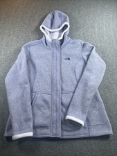 The North Face Womens Full Zip Fleece Hoodie Purple Sweater Knit Jacket Large