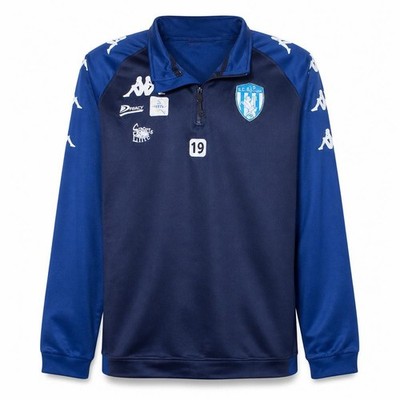 Kappa Herren 1/4 Zip Sweatshirt Gr. M Blau Grafikdruck Langarm Logo