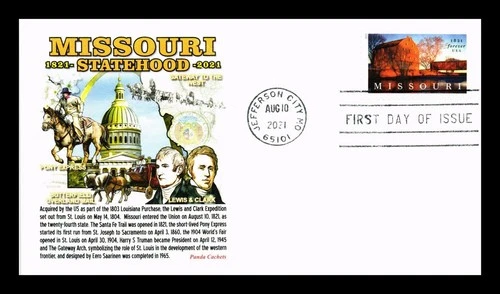 US COVER PANDA CACHETS FIRST DAY OF ISSUE MISSOURI STATEHOOD 1821 TO 2021