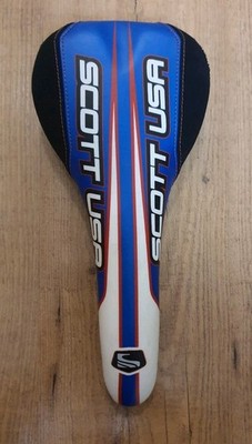 Retro Scott USA Fahrradsattel in schwarz/blau/weiß/rot/silber gebraucht