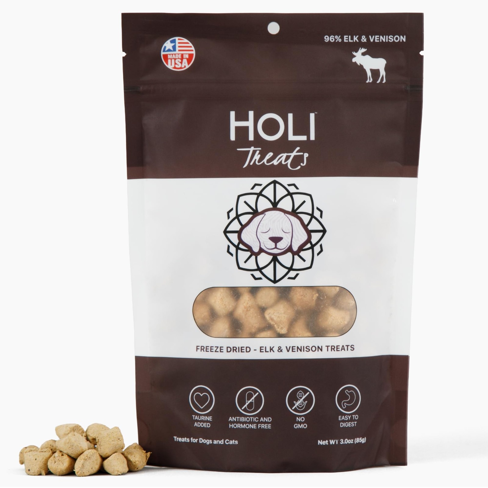 HOLI Elk  Venison Freeze Dried Dog Treats - All Natural and Wild Caught | Vit...