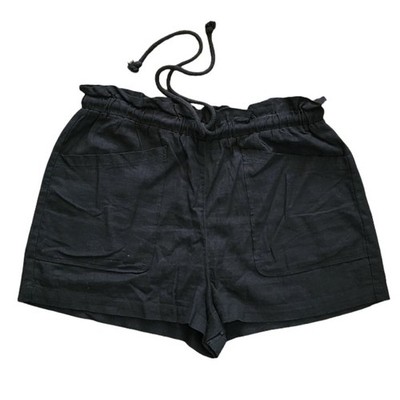 Universal Thread Linen Blend Shorts Black Paperbag Waist Pull-On Size Medium