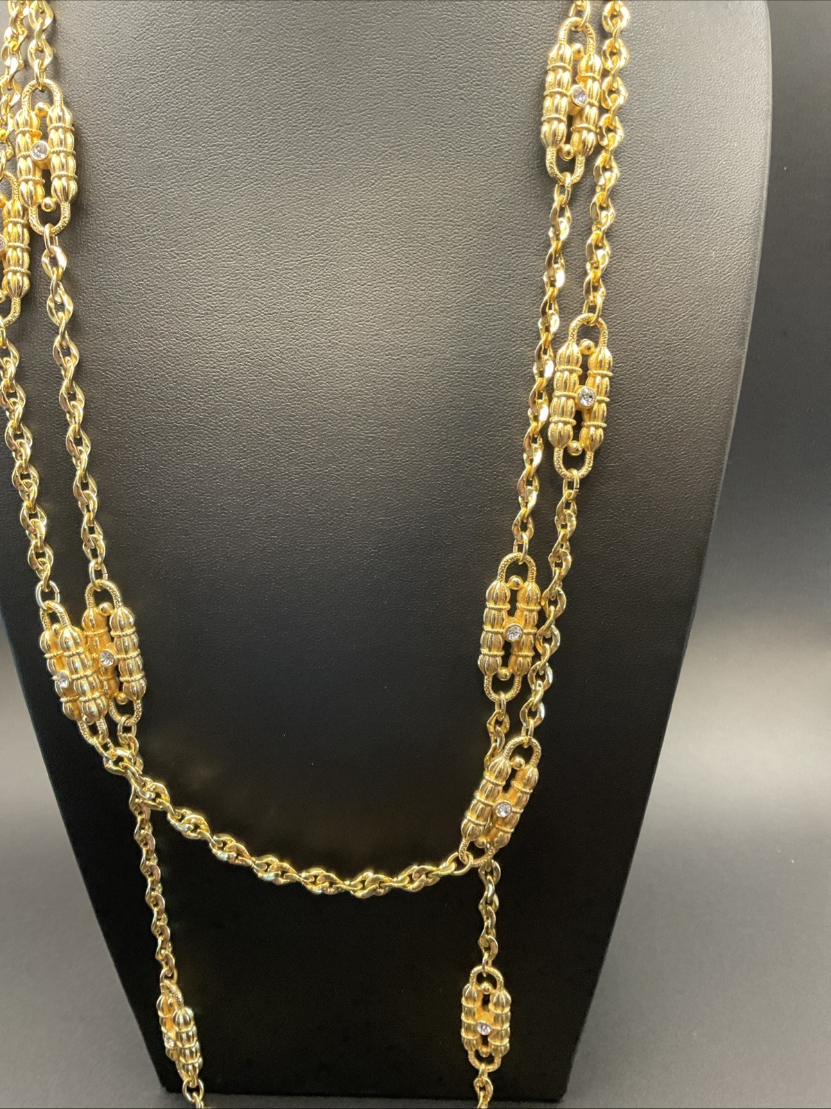 VTG JBK Jackie Kennedy CAMROSE & KROSS Gold tone PAPERCLIP CRYSTAL Necklace