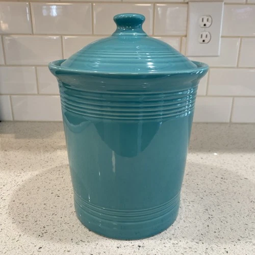 FIESTAWARE FIESTA  LARGE CANISTER CROCK turquoise blue EXCELLENT CONDITION!