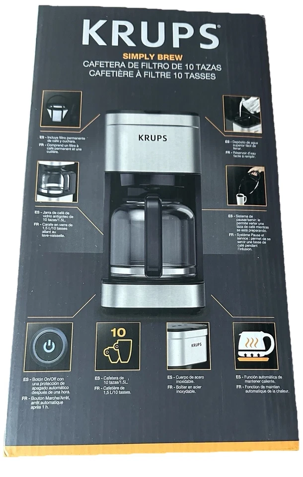 KRUPS Simply Brew 10 Cup Drip Coffee Maker Stainless Steel with Brew Strength - Image 3 of 4