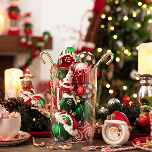 100ct Christmas Ornaments Set, Candy Cane Red Green White Shatterproof Christ... - Bild 4 von 6