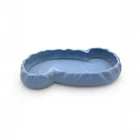 Vintage MCM Haeger Pottery Blue Ceramic Bulb Planter Catch-all tray