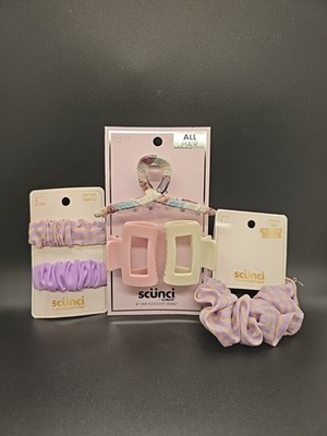 #10 Scunci Hair Accs. 3 Claw Clips, 2 Barrettes & 1 Original Scünci, Gift, Teens