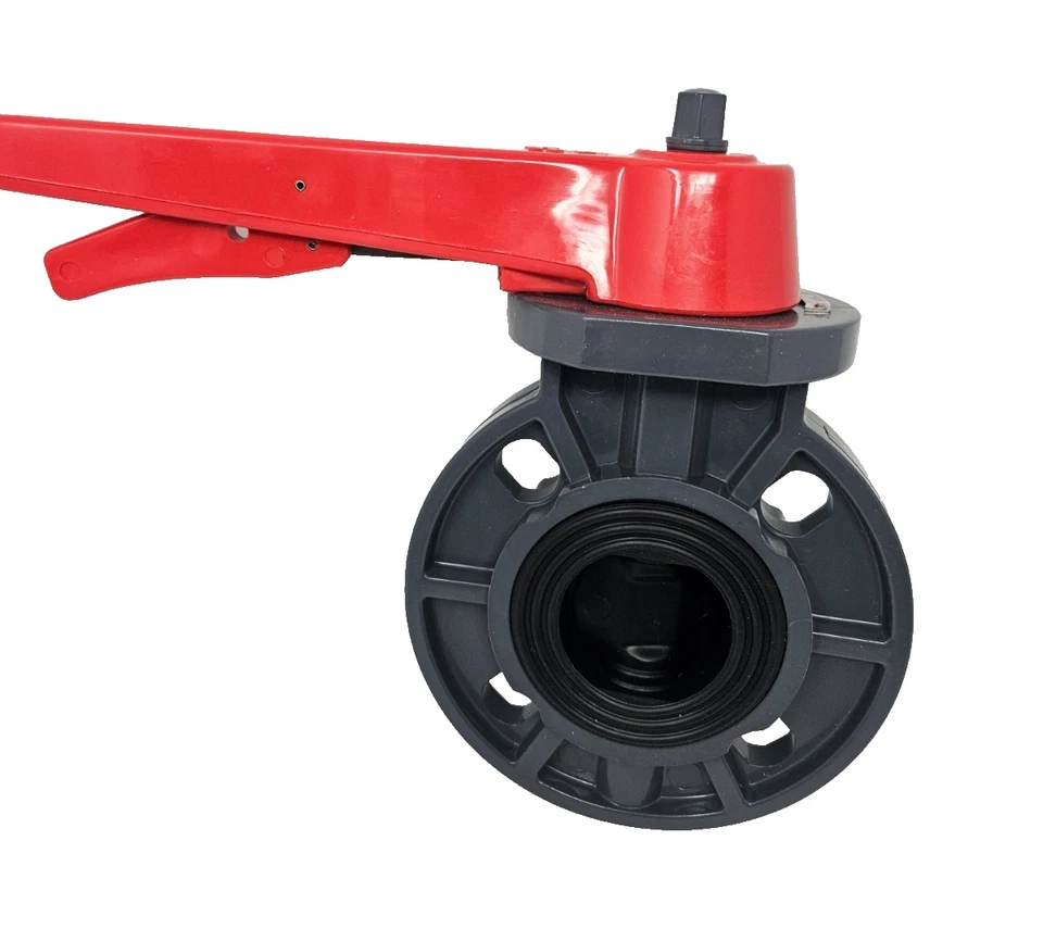 Colonial Series Butterfly Valve PVC 2" BFV PVC/EPDM Red Lever Handle V20411N - Image 2 of 4