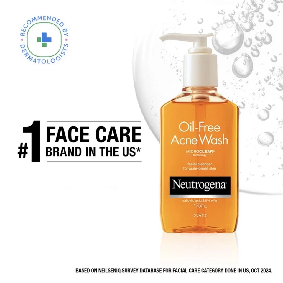 Jabón facial limpiador de acné sin aceite Neutrogena ácido salicílico hombres y mujeres 175 ml Foto 2 de 4