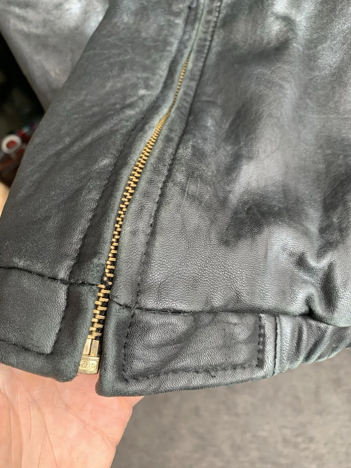 Andrew Marc Men's Vintage  Black Leather Coat - Size XS - Image 3 of 4