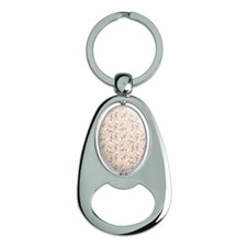 Petite Flowers Keychain Chrome Metal Spinning Oval Bottle Opener