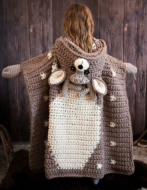 Kids Hooded Woodland Deer DIY Crochet Blanket Kit eBay
