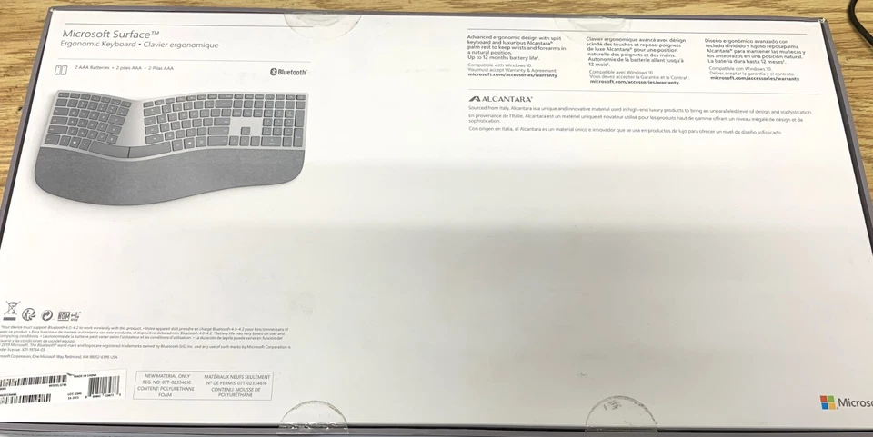 Microsoft Surface Ergonomic FRENCH Keyboard Bluetooth Wireless model 1786 - New - Image 4 of 4