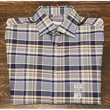 Michael Kors Men's Medium 15.5 34/35 Regular Fit Airsoft Stretch Plaid Shirt NEW