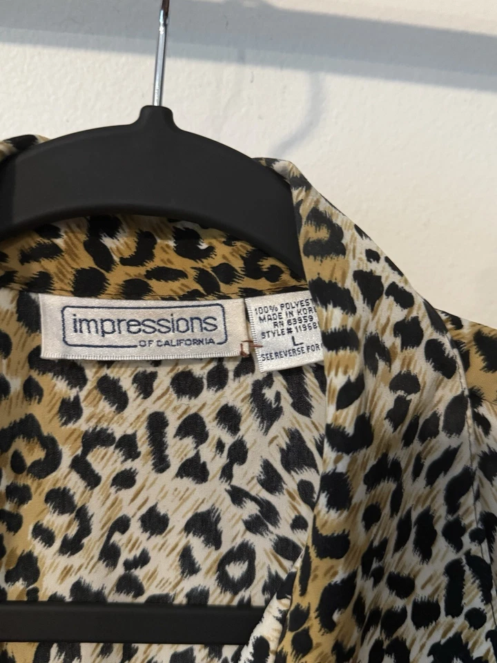 Impressions of California BLUSA LEOPARDO TÚNICA MANGA 3/4 botón delantero talla L Foto 2 de 4