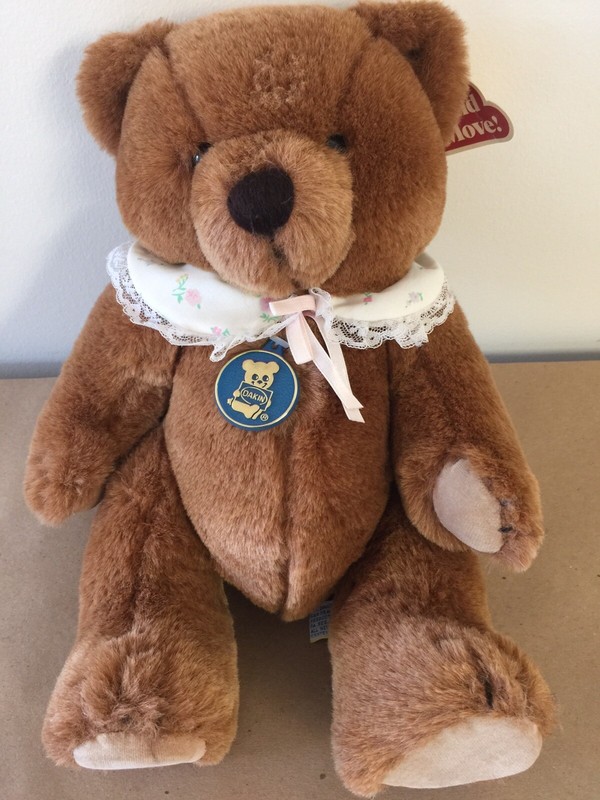 Dakin Large 14" Plush Stuffed Jointed Brown Teddy Bear 1985 With Tags