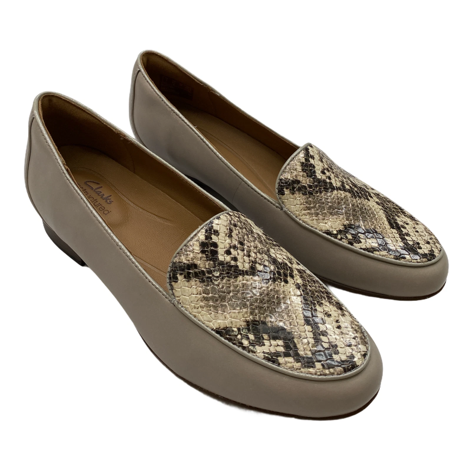 Mocassini donna Clarks nuovi con scatola stampa serpente STONE BLUSH EASY in pelle taglia 6 5 S5