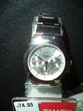 TIMEX WOMENS ANALOG WATCH STEEL MULTIFUNCTION T 2N972 9J NEED BATTERY NOS 87