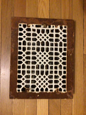 Vintage/Antique Heat Vent Grate Wall Register w/Louvers 14" x 11" Cast Iron Face