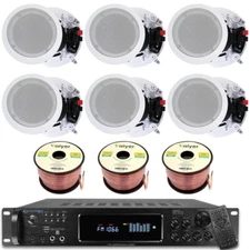 Home Theater System-7.2Ch 1500W Bluetooth Amplifier, 6x8" Ceiling Speakers, Wire