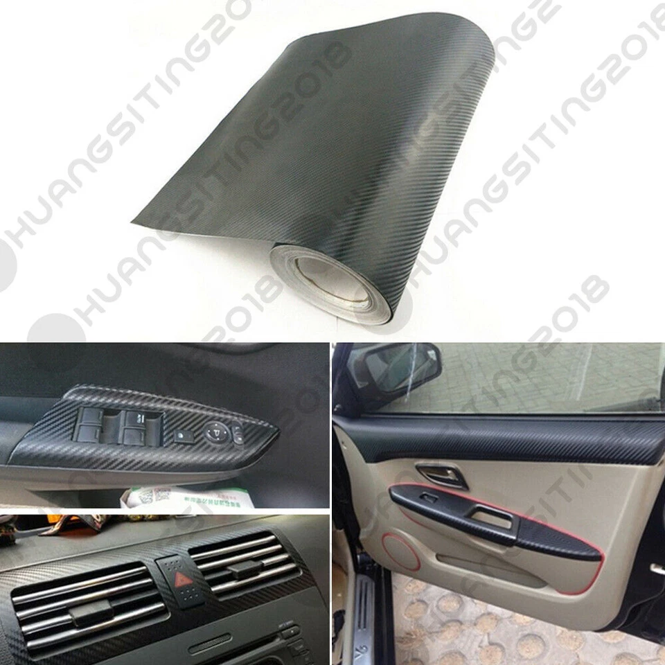3D Car Interior Accessories Panel Black Carbon Fiber Vinyl Wrap DIY Sticker 8912 Foto 4 de 4
