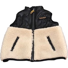 Timberland Puffer Vest Boys Size 2 Black Faux Fur
