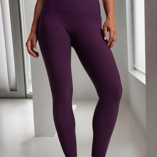 CALIA Womens Purple Seamed Ribbed Essential 7/8 Comfortable Legging Size XS NWOT - Picture 2 of 3