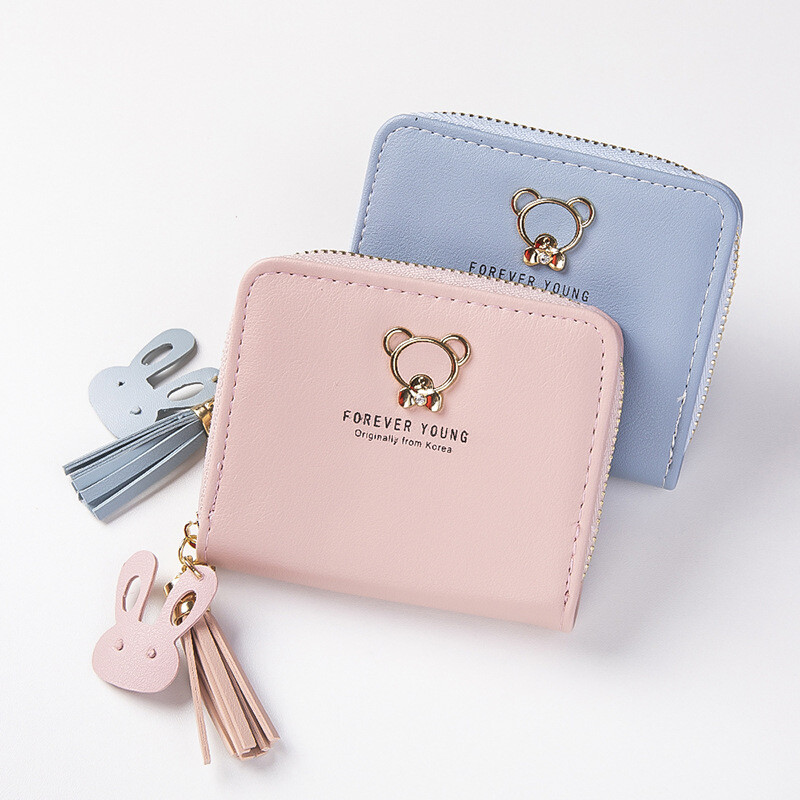 Womens Cute Small Wallet Leather Zip Coin Purse Clutch Mini Card