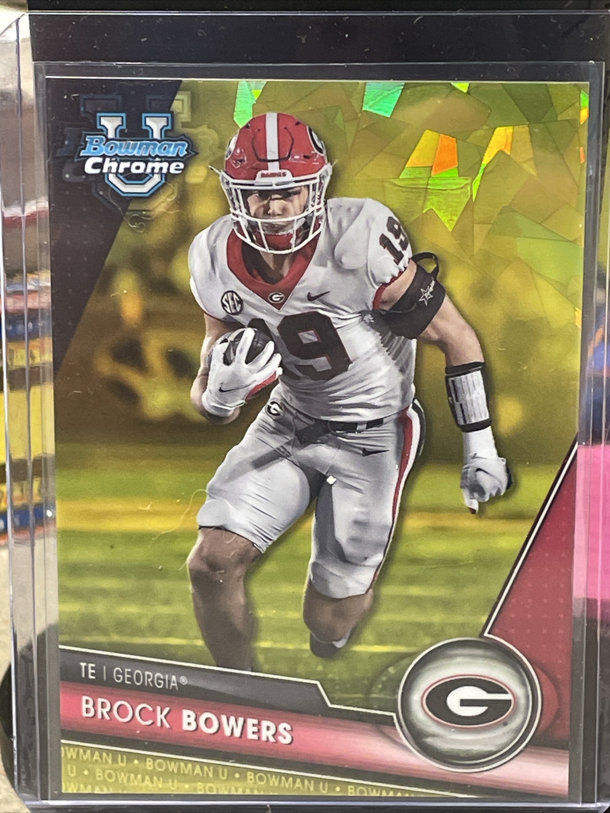 2023 Bowman U Chrome Sapphire Brock Bowers #50 Yellow #/75 Georgia Bulldogs