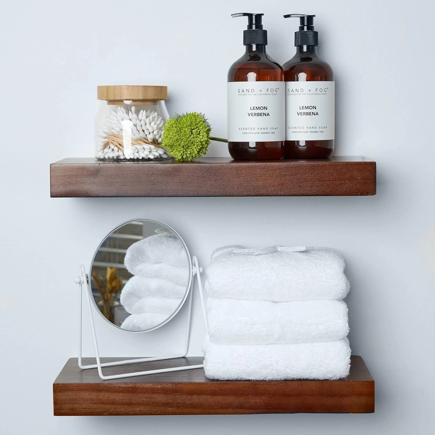 Rustic Farmhouse Floating Shelves - Set of 2 - American Walnut Color