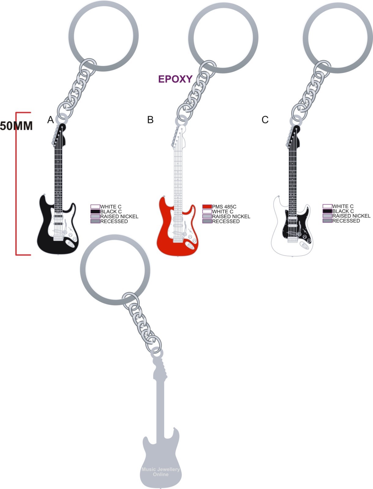 Guitar Keyring /Keychain Fender Stratocaster Style 3 colours eBay
