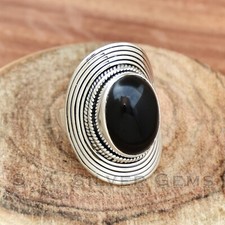 Black Onyx Ring, 925 Sterling Silver Ring, Handmade Women Ring, Anniversary Ring