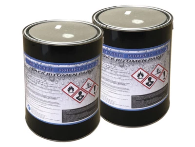 Black Bitumen Paint Weather Protect Steel Concrete Stone Brick Waterproof 2x5L
