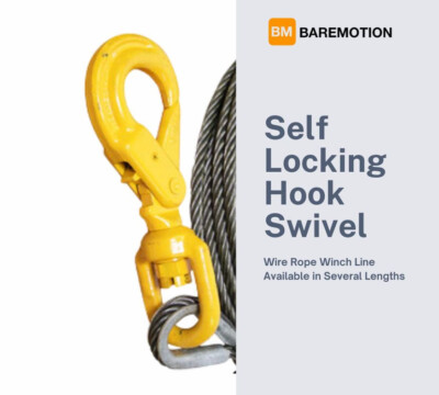 3/8" X 100' IWRC Winch Cable With Self-Lock Swivel Hook – Steel Core For Tow Truck & Crane