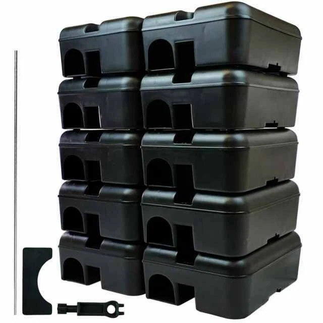 Roshield 10-Piece Tamper-Resistant Rodent Bait Station Box Set - Black (RBBK10)
