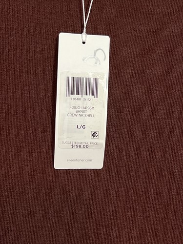 Top senza maniche girocollo lana merino Eileen Fisher marrone scuro taglia L nuovo con etichette $198 - Foto 3 di 7