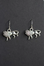 Lion Earrings animal African Safari 925 sterling silver hooks pewter Charms