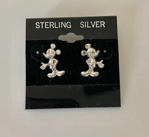 Authentic Disney Mickey Mouse Sterling Silver Full Body Post Earrings