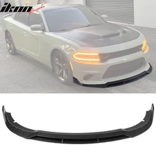 Fits 15-23 Dodge Charger SRT V6 B Style ABS Front Bumper Lip Matte Black 4PCS