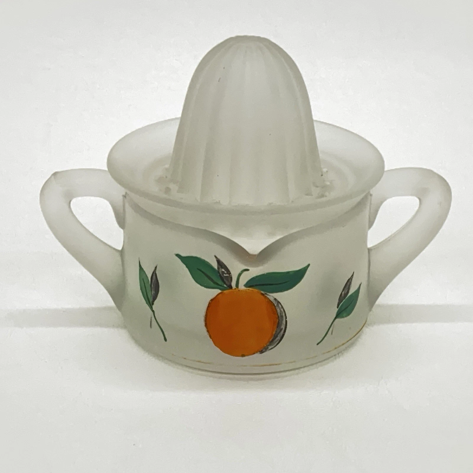Vintage Gay Fad Hand Painted Orange Reamer Juicer 2-Piece Double Handle w/ Spout