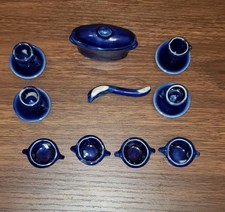 Vintage 15 Piece Cobalt Blue Miniature Tea Set