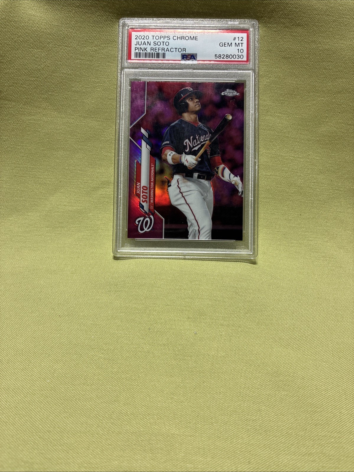 Juan Soto 2020 Topps Chrome #12 Pink Refractor PSA 10 Gem Mint 🔥