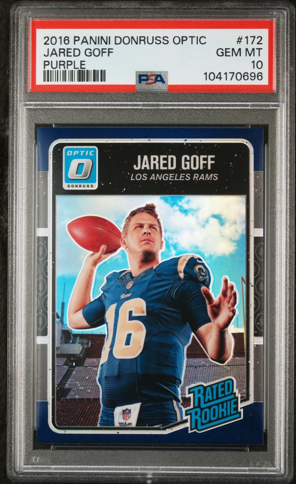 2016 PANINI DONRUSS OPTIC PURPLE #172 JARED GOFF PSA 10